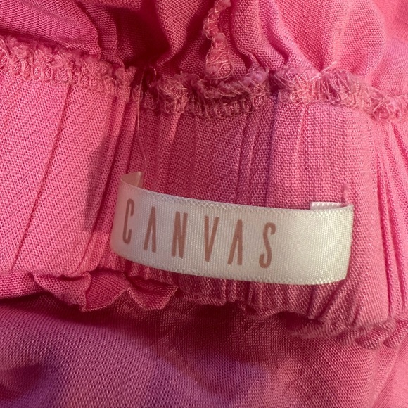 Canvas Wide Leg Pant Size Large Pink Elastic Waist Adjustable Drawstring Flowy - Picture 3 of 10